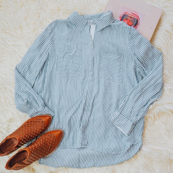 White House Black Market Tops - White House Black Market Button Down Stripe Blouse